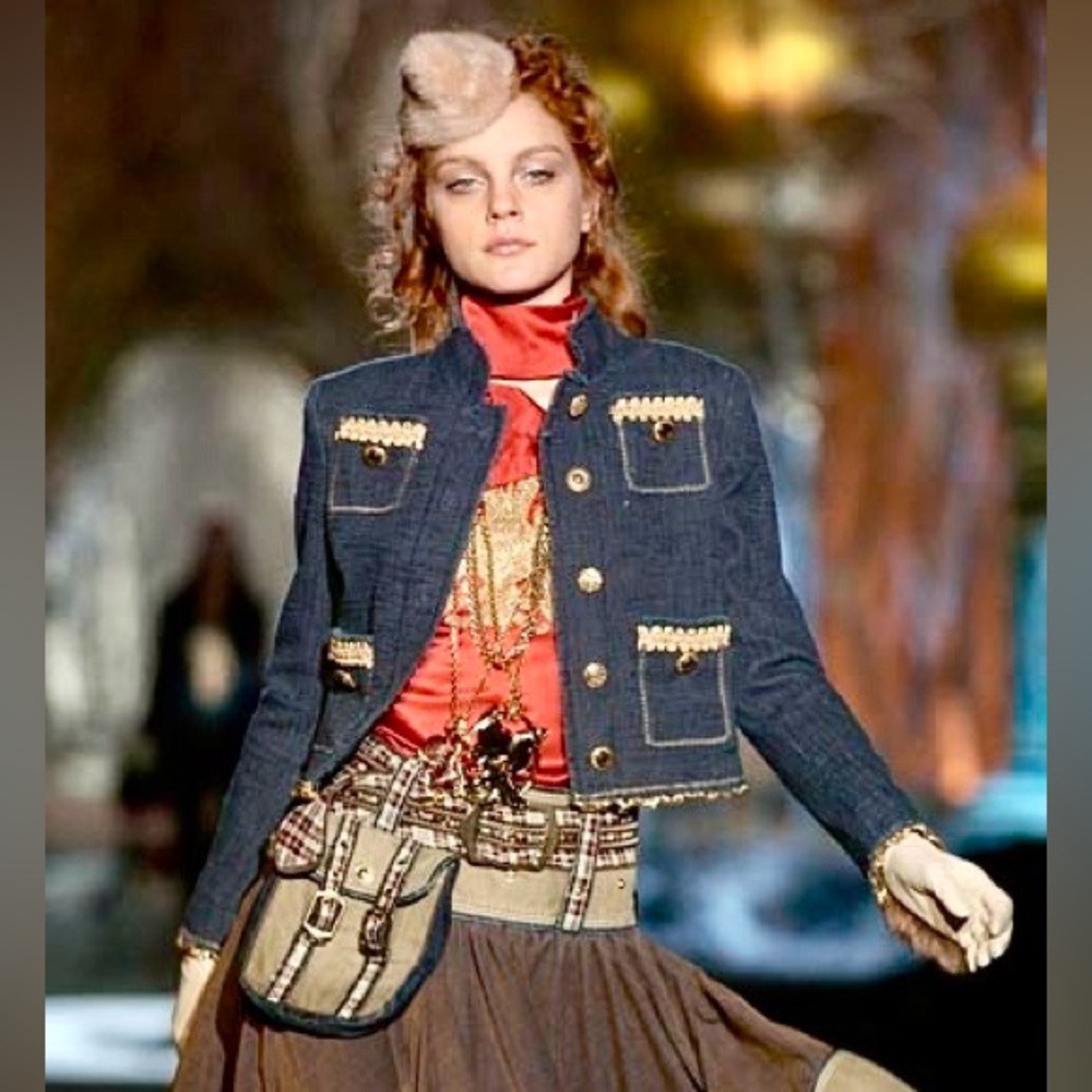 Vintage ROBERTO CAVALLI Just F/W 2005 Military Four Pocket Tweed Jacket in White